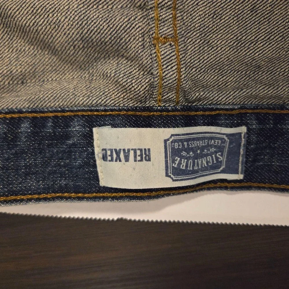 Signature by Levi Strauss & Co Mens Relaxed Fit Dark Wash Jeans 38x30 Cotton